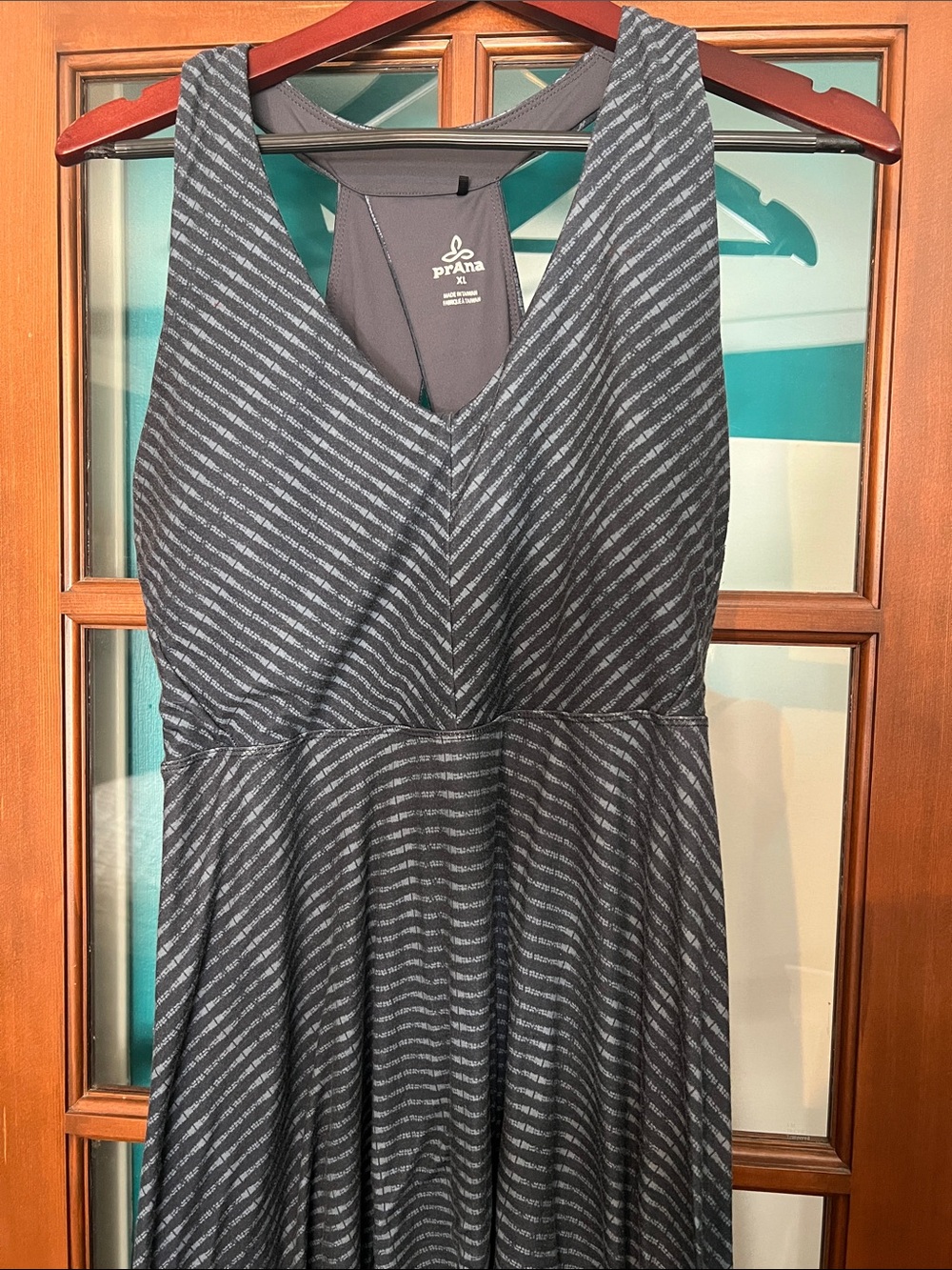 Prana Blue and Navy Striped Sleeveless Midi Dress